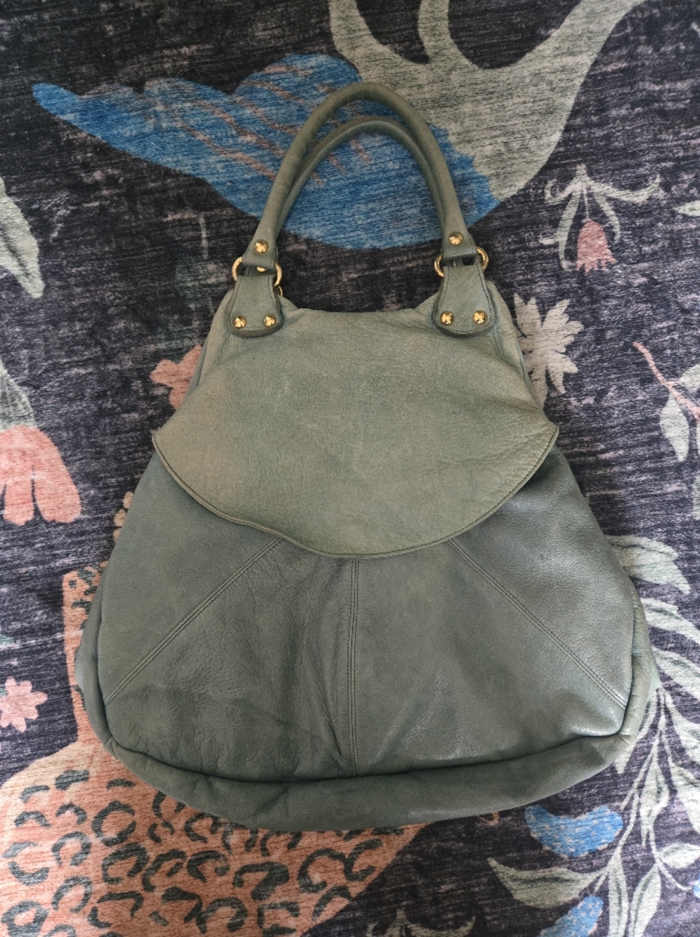 Vintage Y2K Foley + Corinna Teal Green Leather Hobo Shoulder RE Balenciaga City - Picture 3 of 17
